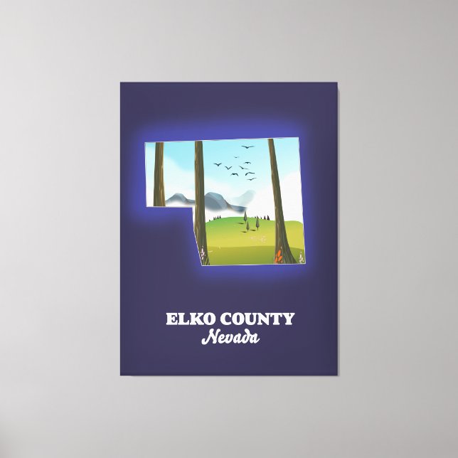 Impressão Em Tela Mapa de Elko County Nevada (Frente)