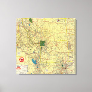 Impressão Em Tela Mapa de estradas Idaho, Mont, mapa de Wyo