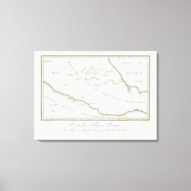 Impressão Em Tela Mapa de falsa posição no México (Frente)