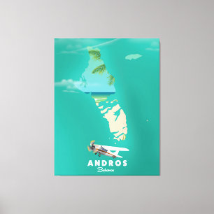 Impressão Em Tela Mapa de férias de Andros Bahamas.