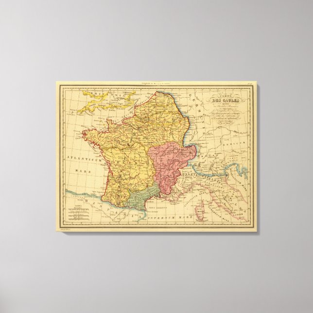 Impressão Em Tela Mapa de Gália (Frente)