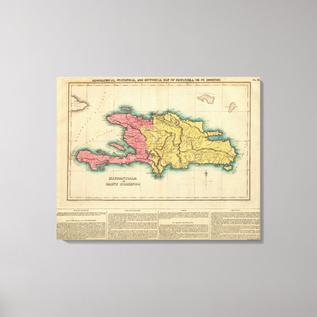 Impressão Em Tela Mapa De Hispaniola, Ou Domingo Rua (Frente)
