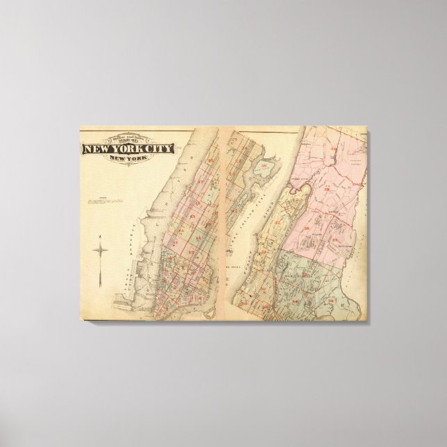 Impressão Em Tela Mapa de índice Atlas, cidade de Nova Iorque (Frente)