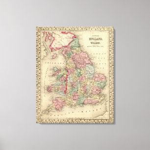 Impressão Em Tela Mapa de Inglaterra, Wales por Mitchell