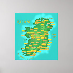 Impressão Em Tela Mapa de Ireland