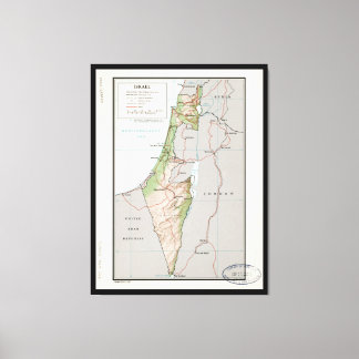 Impressão Em Tela Mapa de Israel (1967)