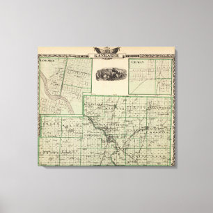 Impressão Em Tela Mapa de Kankakee County, de Kankakee e de Gilman