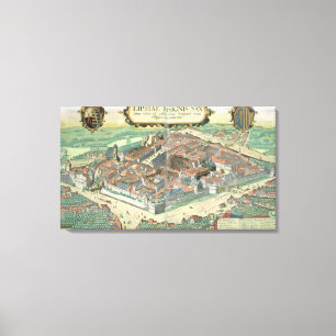 Impressão Em Tela Mapa de Leipzig, de "Civitates Orbis Terrarum"