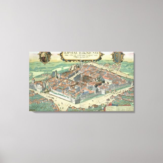 Impressão Em Tela Mapa de Leipzig, de Civitates Orbis Terrarum, por (Frente)