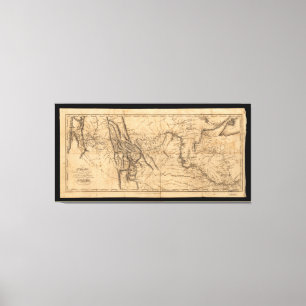 Impressão Em Tela Mapa de Lewis & Clark na América Ocidental 1814