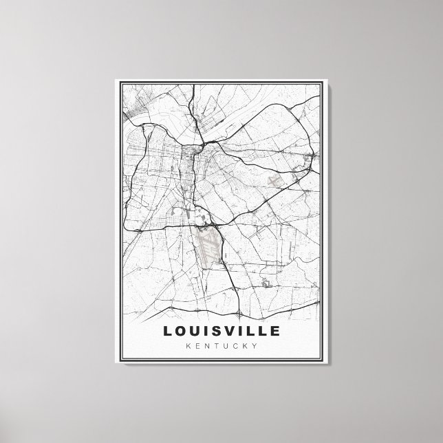 Impressão Em Tela Mapa de Louisville (Frente)
