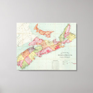 Impressão Em Tela Mapa de Mackinlay da Província da Nova Escócia