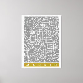 Impressão Em Tela Mapa de Madrid