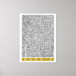 Impressão Em Tela Mapa de Madrid