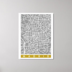 Impressão Em Tela Mapa de Madrid