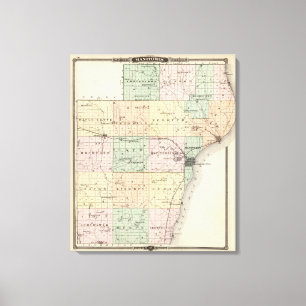 Impressão Em Tela Mapa de Manitowoc County, estado de Wisconsin