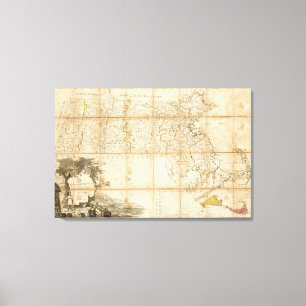 Impressão Em Tela Mapa de Massachusetts