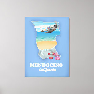 Impressão Em Tela Mapa de Mendocino Califórnia