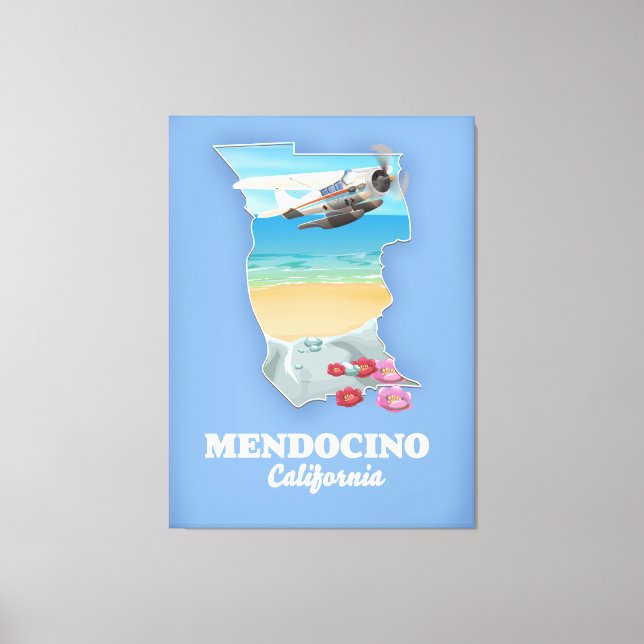 Impressão Em Tela Mapa de Mendocino Califórnia (Frente)