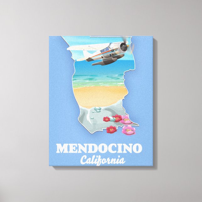 Impressão Em Tela Mapa de Mendocino Califórnia (Frente)