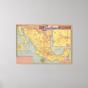 Impressão Em Tela Mapa de México - "nosso vizinho do sul "