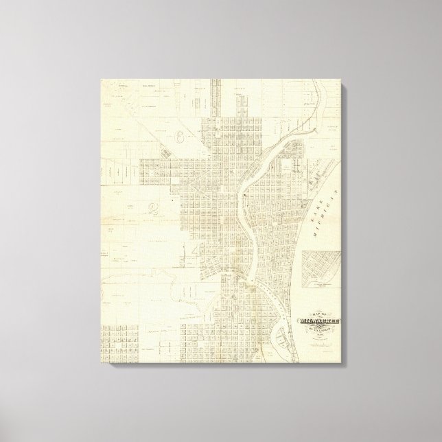 Impressão Em Tela Mapa de Milwaukee (Frente)
