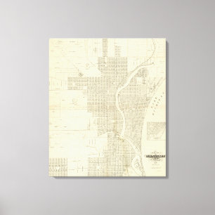 Impressão Em Tela Mapa de Milwaukee