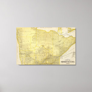Impressão Em Tela Mapa de Minnesota do norte, 1874