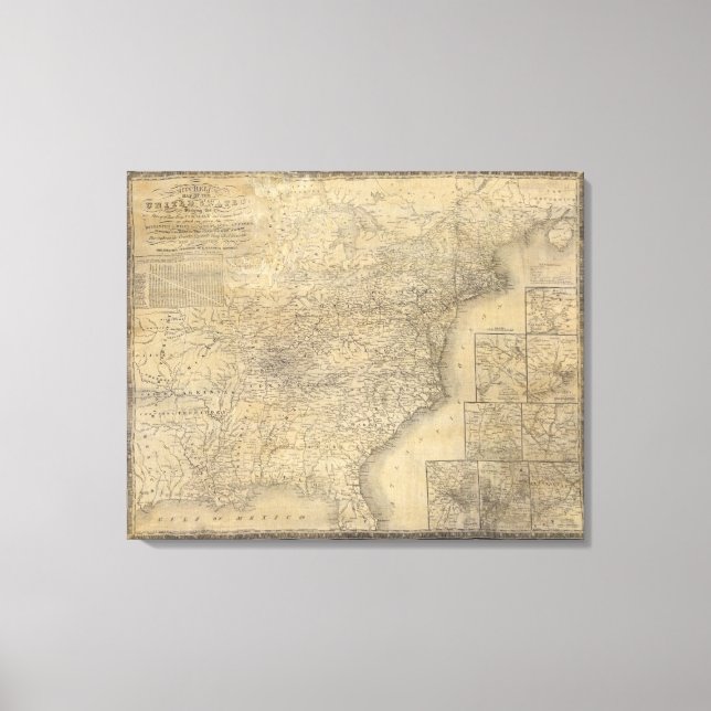 Impressão Em Tela Mapa de Mitchell dos Estados Unidos (Frente)