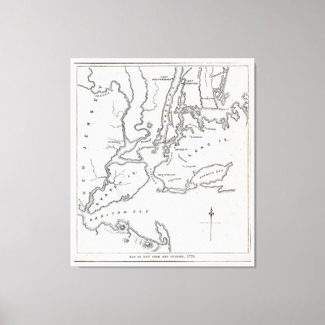 Impressão Em Tela Mapa de Nova Iorque e da vizinhança (Frente)