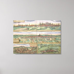 Impressão Em Tela Mapa de Nuremberg, de Ulm, e de Saltzburg, 'de