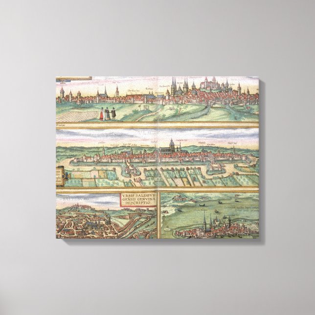 Impressão Em Tela Mapa de Nuremberga, Ulm e Saltzburg, de Civita (Frente)