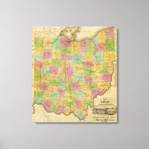 Impressão Em Tela Mapa de Ohio