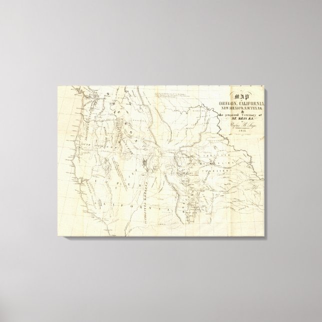 Impressão Em Tela Mapa de Oregon, Califórnia, Novo México (Frente)