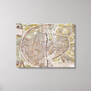 IMPRESSÃO EM TELA MAPA DE PARIS, 1581