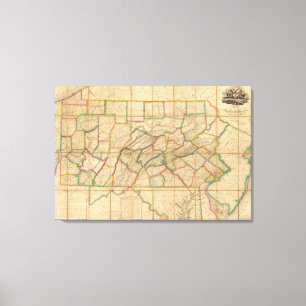 Impressão Em Tela Mapa de Pensilvânia