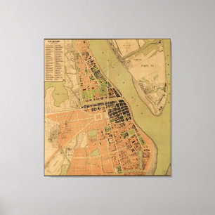 Impressão Em Tela Mapa de Phnom Penh, Cambodia (cerca de 1920)