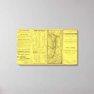 Impressão Em Tela Mapa de Pittsburgh e da estrada de ferro ocidental