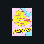 Impressão Em Tela Mapa de pop Art Ilustrado da Etiópia<br><div class="desc">Este mapa visualmente impressionante da Etiópia é uma fusão da geografia e da arte pop. Cores negros, imagens icônicas e tipografia lúdica se juntam para criar uma peça única e cativante.</div>