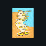 Impressão Em Tela Mapa de pop Art Ilustrado da Tunísia<br><div class="desc">Pop Art Ilustrou mapa africano da Tunísia em um belo estilo de vintage vestido.</div>
