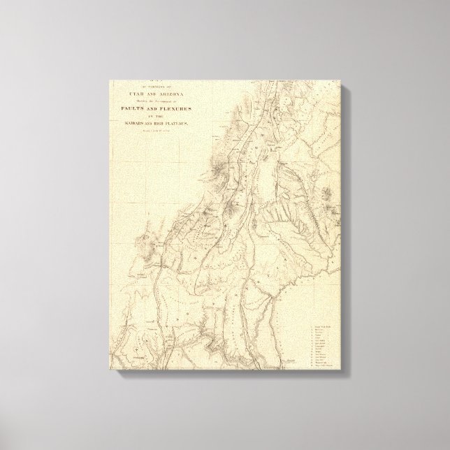 Impressão Em Tela Mapa de porções de Utah (Frente)