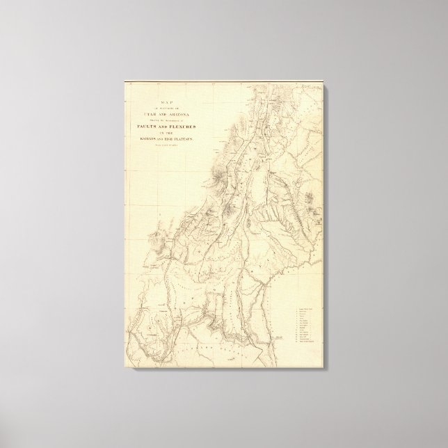 Impressão Em Tela Mapa de porções de Utah (Frente)