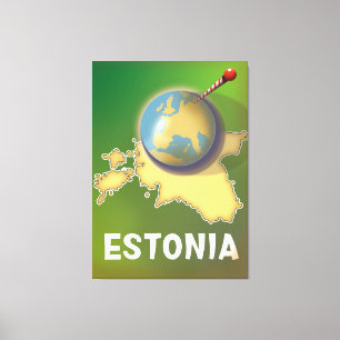 Impressão Em Tela Mapa de poster Viagens vintage da Estônia