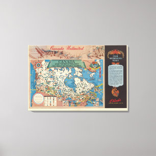 Impressão Em Tela Mapa de recursos naturais e industriais de Canadá