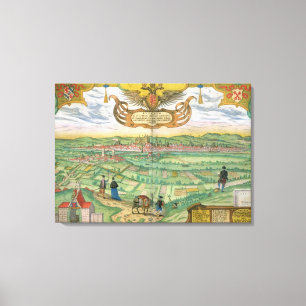 Impressão Em Tela Mapa de Regensburg, de Civitates Orbis Terrarum