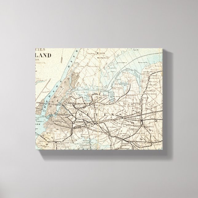 Impressão Em Tela Mapa de Reis, Rainhas, Long Island (Frente)