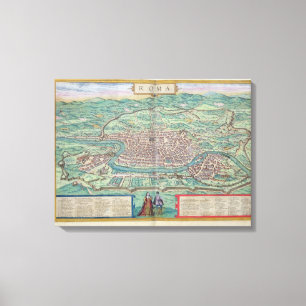 Impressão Em Tela Mapa de Roma, de "Civitates Orbis Terrarum" pelo