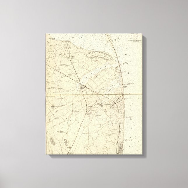 Impressão Em Tela Mapa de Sandy Hook para Tubarão (Frente)