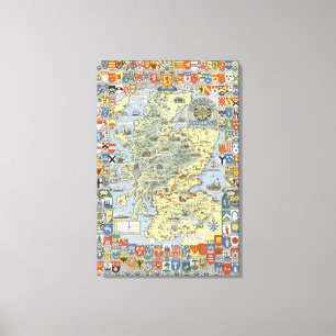 Impressão Em Tela Mapa de Scotland histórico