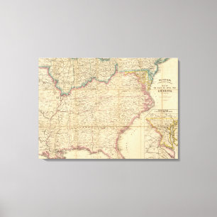 Impressão Em Tela Mapa de Seat da guerra civil em América